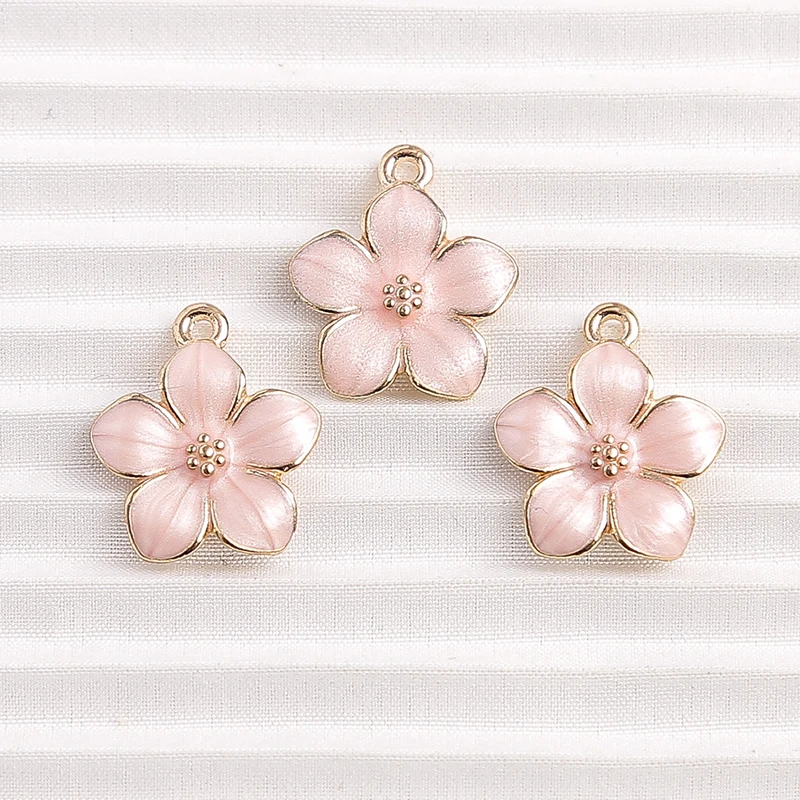 Cute Enamel Flower Charms Pendants 10pcs For Making DIY Drop Earrings Necklaces Bracelets Jewelry Findings Accessories