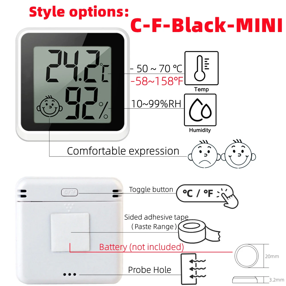 Buy Wholesale China Mini Household Digital Lcd Indoor Thermometer Hygrometer  Humidity Time Meter & Mini Digital Indoor Thermometer Hygrometer at USD  1.18