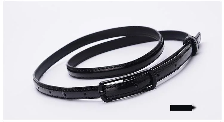 Thin Belt For Women Patent Leather Candy Colour Fashion Design_voghion.com
