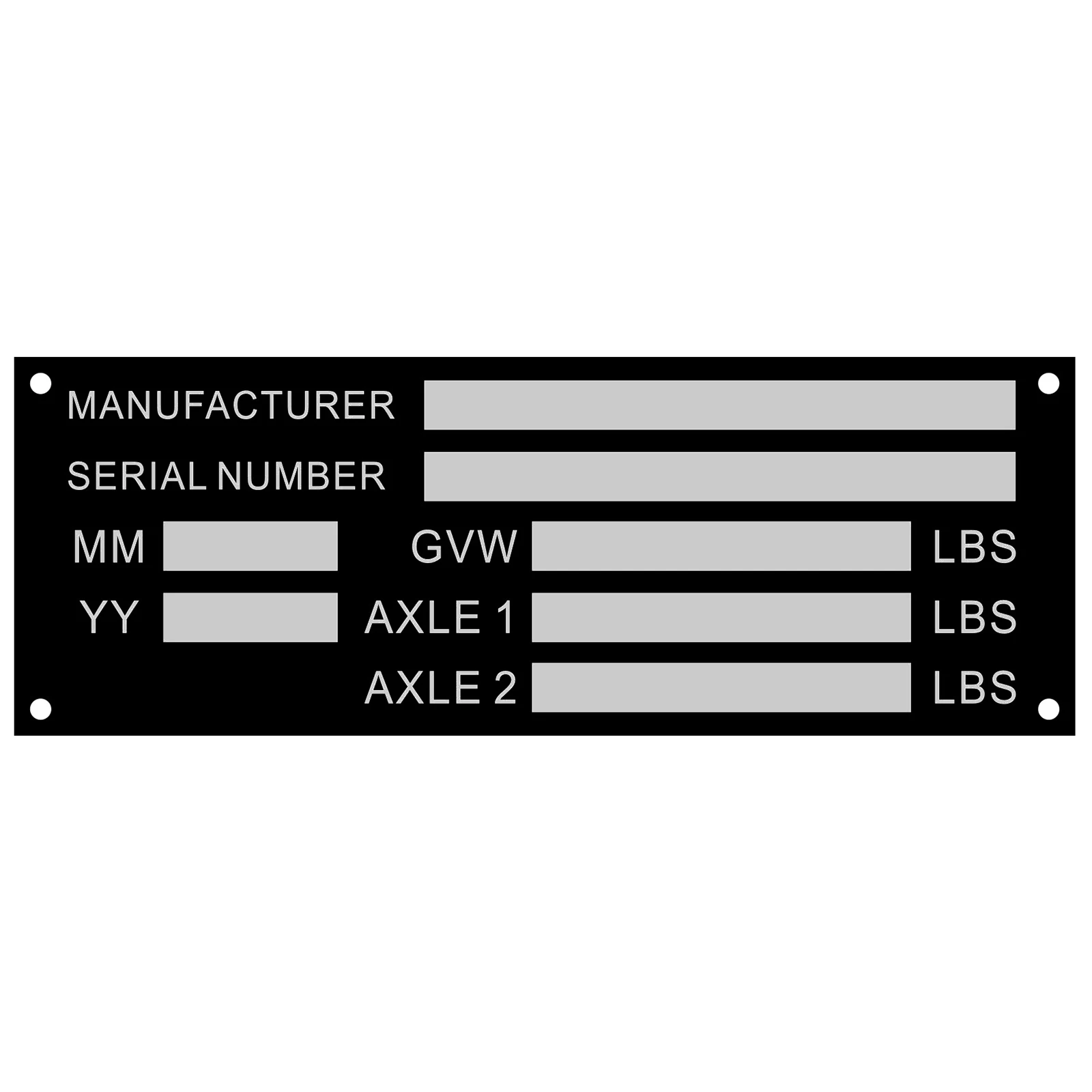 Trailer vin plate weight id plant ramps blank-vin-plates (140mm x 50mm black) weight plates 2 x 10 kg