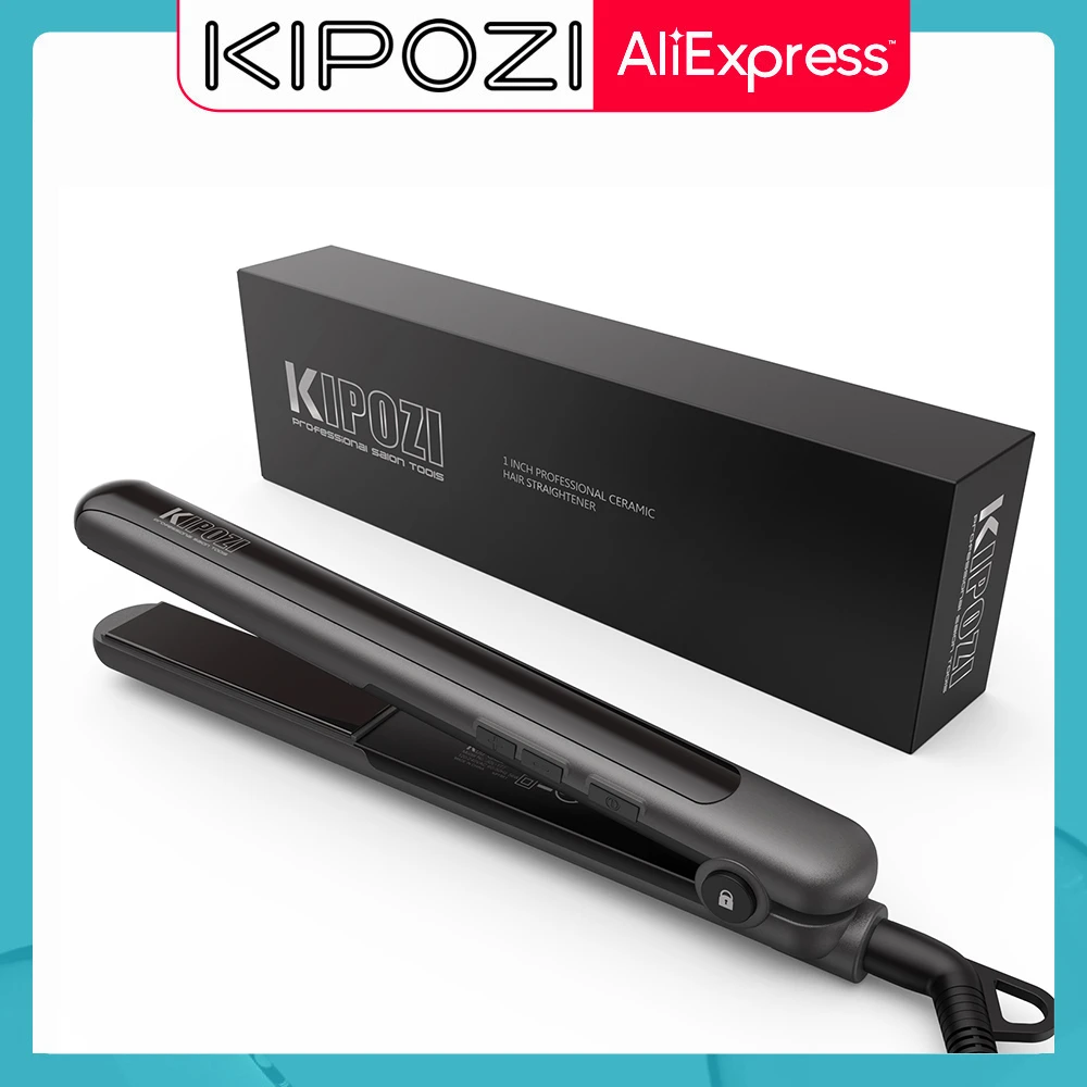 Kipozi 1 Inch Ceramic Hair Straightener Adjustable Temperature 2 In 1