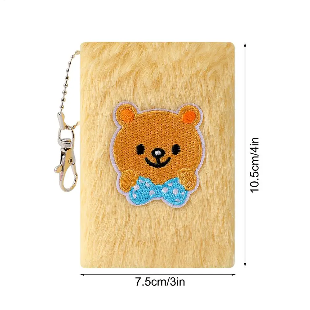 Miniature Plush Pocket Notebook with Keychain - Cute Cartoon Design
