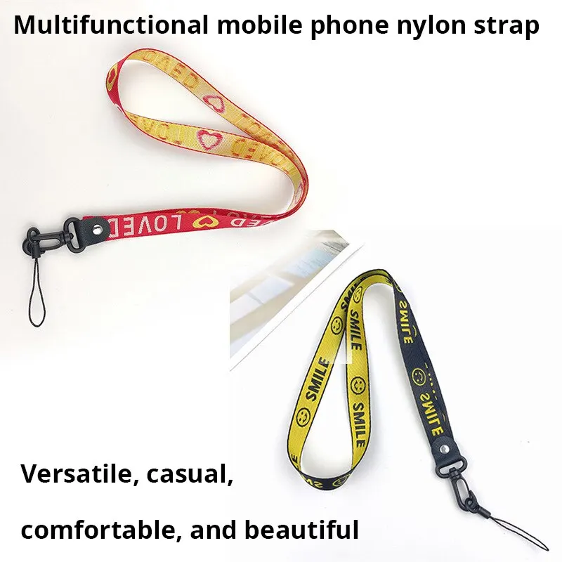 Fashionable Hook Buckle 2 in 1 Detachable Jacquard Embroidery Wide Hanging Neck Long Shoelace Mobile Phone Case Universal Hang R