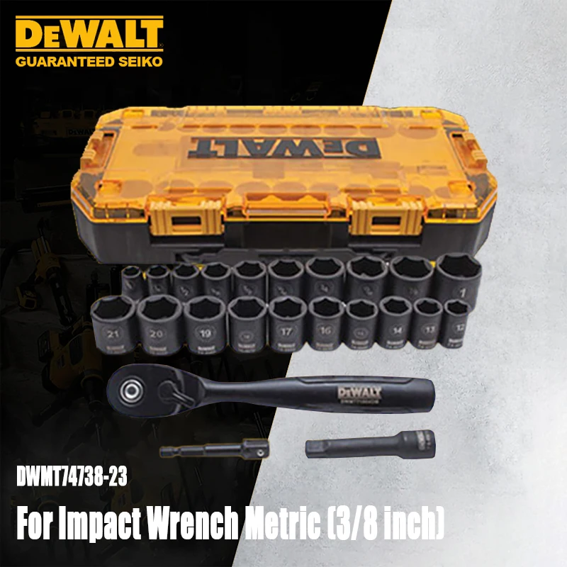 

Набор ударных головок Dewalt DWMT74738, 23 метрические (3/8 дюймов), подходящие гайки для затяжки и удаления шурупов