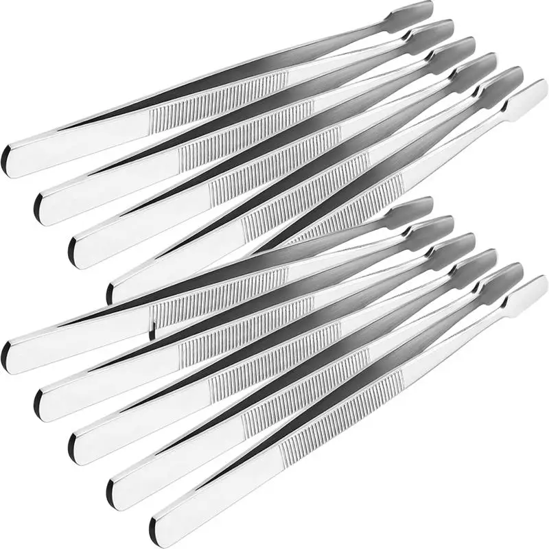 Handmade Crafting Tweezers Stainless Steel Stamp Tweezers Stamp Collecting Clips Eyebrow 10Pcs precision tweezers tweezer tool pimples blackhead tweezers