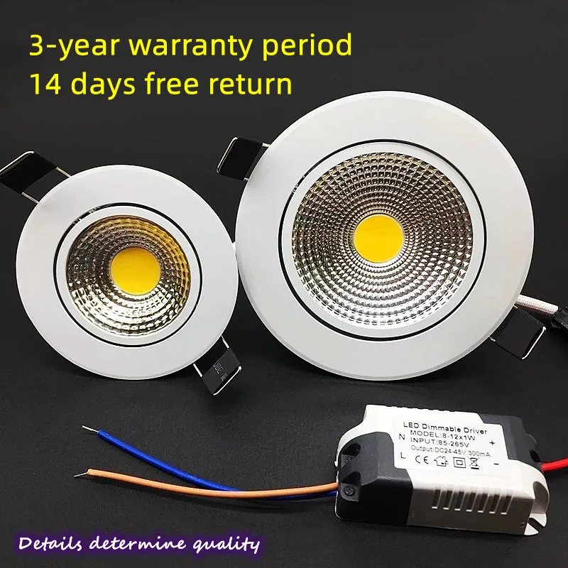 AC85~265V Recessed Dimmable LED Downlights led downlight recessed ceiling spotlight ceiling lamps COB 5W7W9W12W15W20W Ceiling Spot Lights Background Lamp Home Shop Light