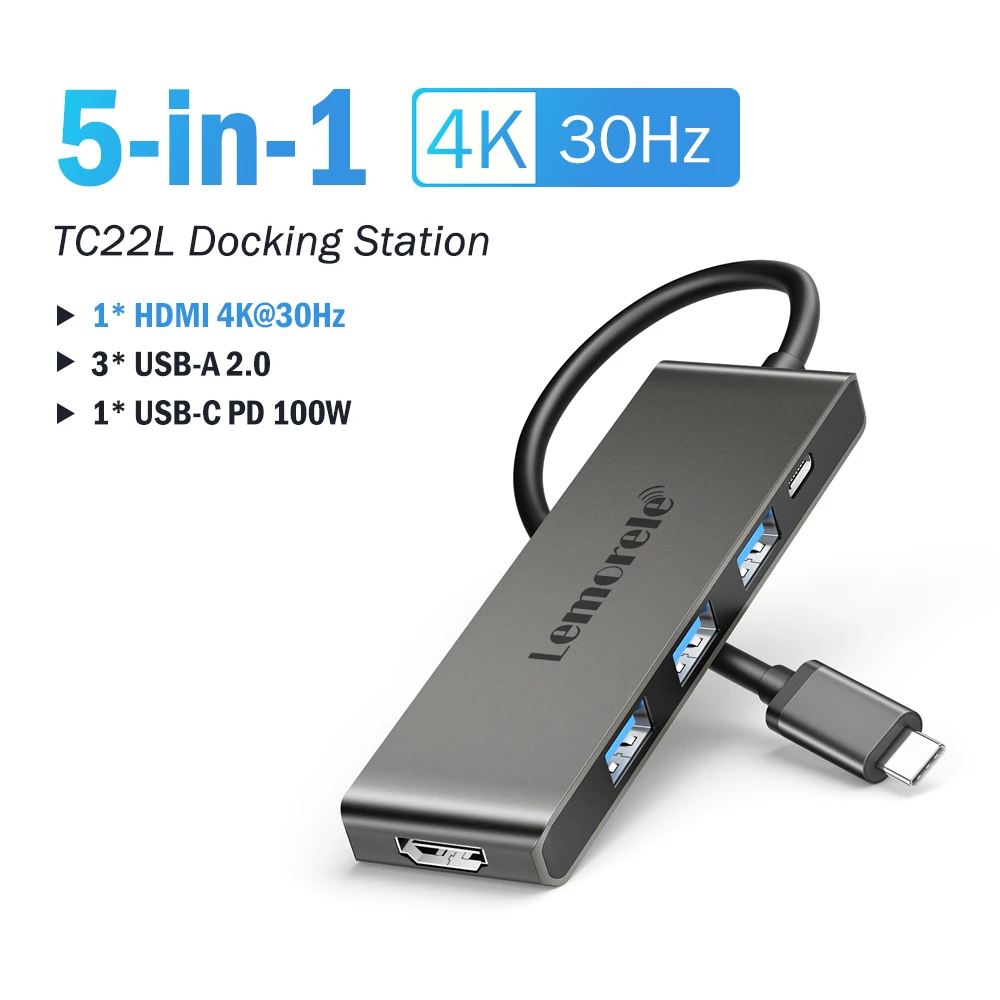 LemoreleTC225PortDockingStationUSBCHUBTypeCUSBAdapter4KUSBtoHDMI.jpg