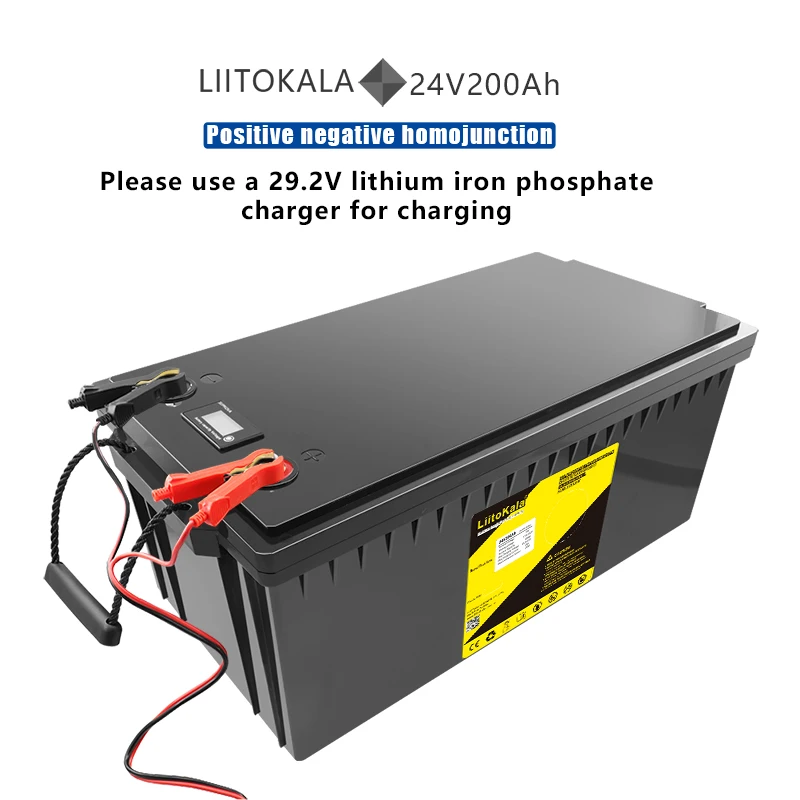 LiitoKala 48V 100Ah LiFePo4 Battery 24V 200Ah RV Energy Storage Rechargeable Battery Built in BMS for Power Lights Electrical