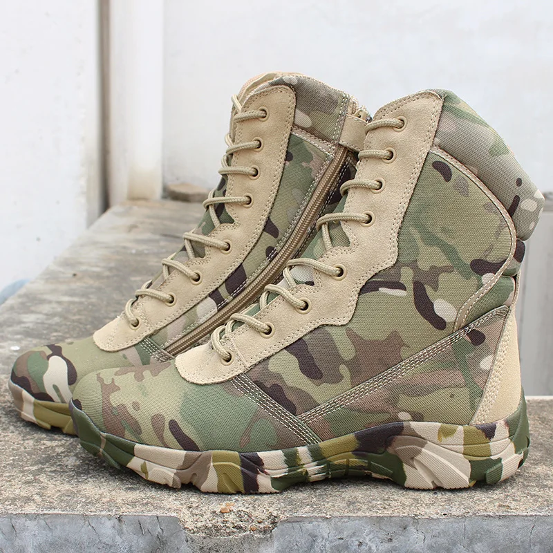 Camouflage High Tube Military Tactical Desert Boots Men Outdoor Jungle Climbing Hunting Breathable Army Fans Combat Sports Shoes