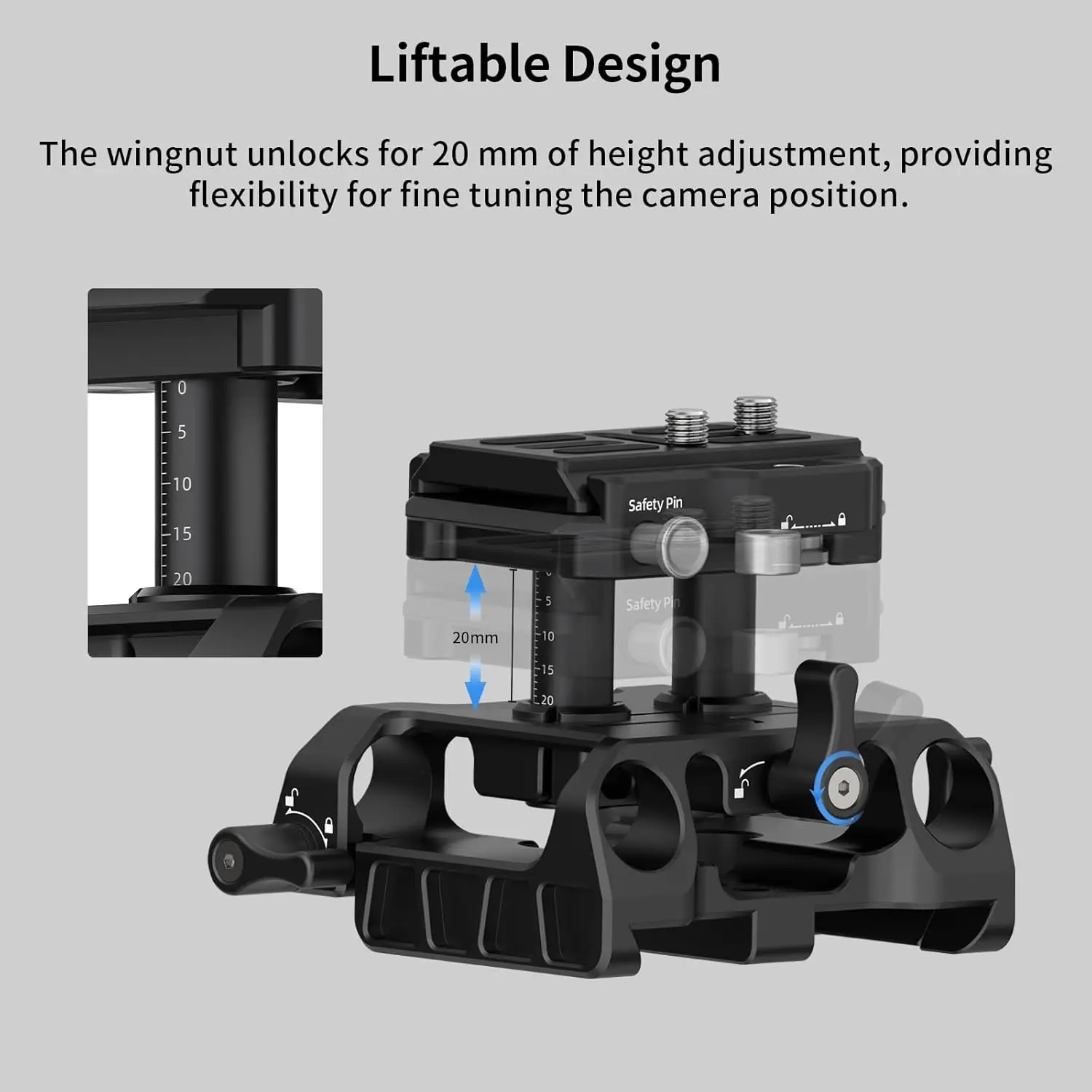 Nitze Universal 15mm LWS Arca 리프팅 가능 베이스플레이트(아르카 스위스용 ARRI 도브테일 클램프 포함)