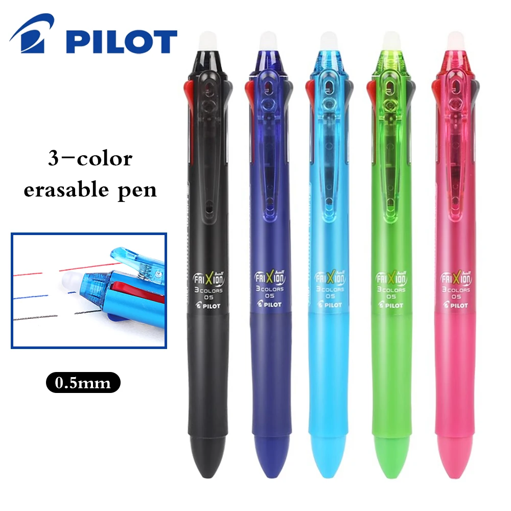 

1pcs PILOT Erasable 3-color Friction Pen LKFB-60EF Multi-function Press Gel Pen 0.5mm Black Red Blue School Stationery