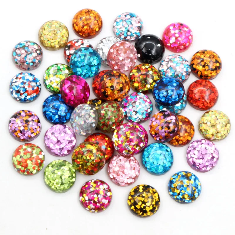 Neue Mode 40pcs 8mm 10mm 12mm Mix Farben Flache rückseite Harz Cabochon Cameo