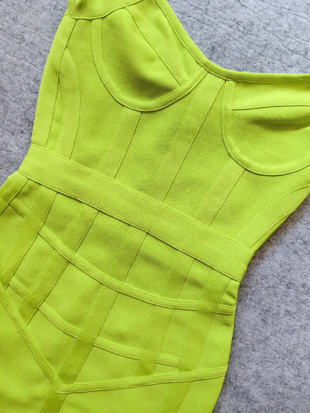 slim fit dress slacks Bandage Dress High Quality One Shoulder Green Neon Flower Bodycon Bodycon Dress Fluorescent Green / L