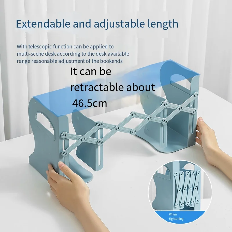 Retractable Bookends For Shelves Book Support Stand Set Adjustable with Pen Holder for Desk Organizer Office Accessories