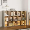 Living Room Furniture 15 Cube Bookcase Storage Shelf Organizer with LED Lights, 5 Tier Bookshelves and Bookcases Display Shelves 2