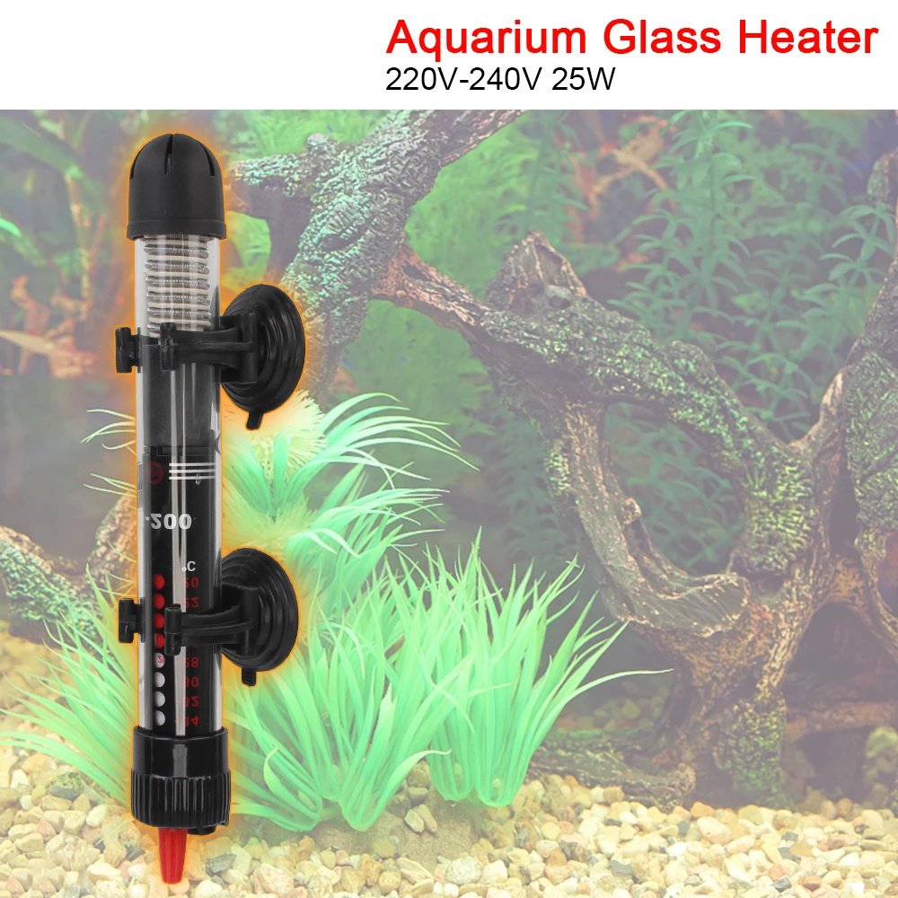 EU220v240v25WTemperatureHeaterRodSubmersibleHeaterFishTank