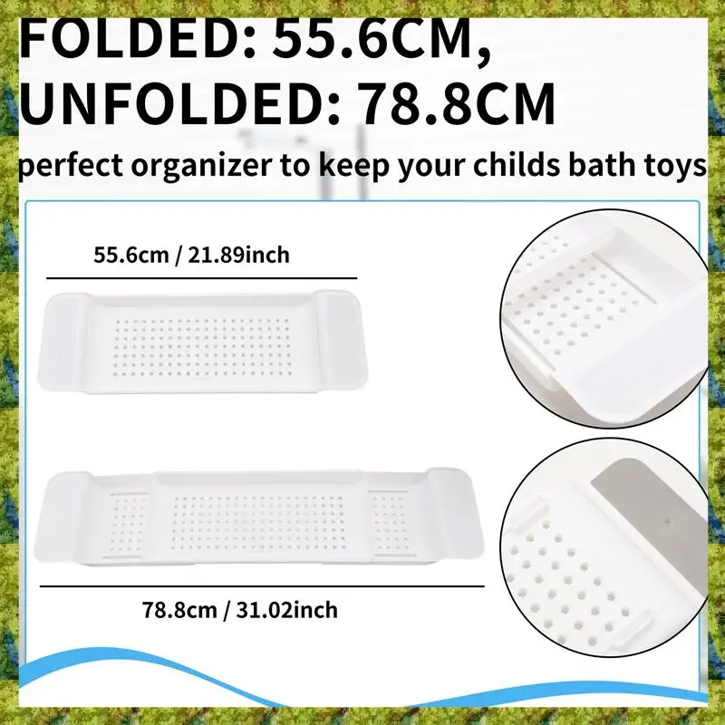 UISN Retractable Bathtub Storage Rack Bath Tray Shelf Tub Bathroom Tools Towel Storage Shelf Kitchen Sink Drain Holder