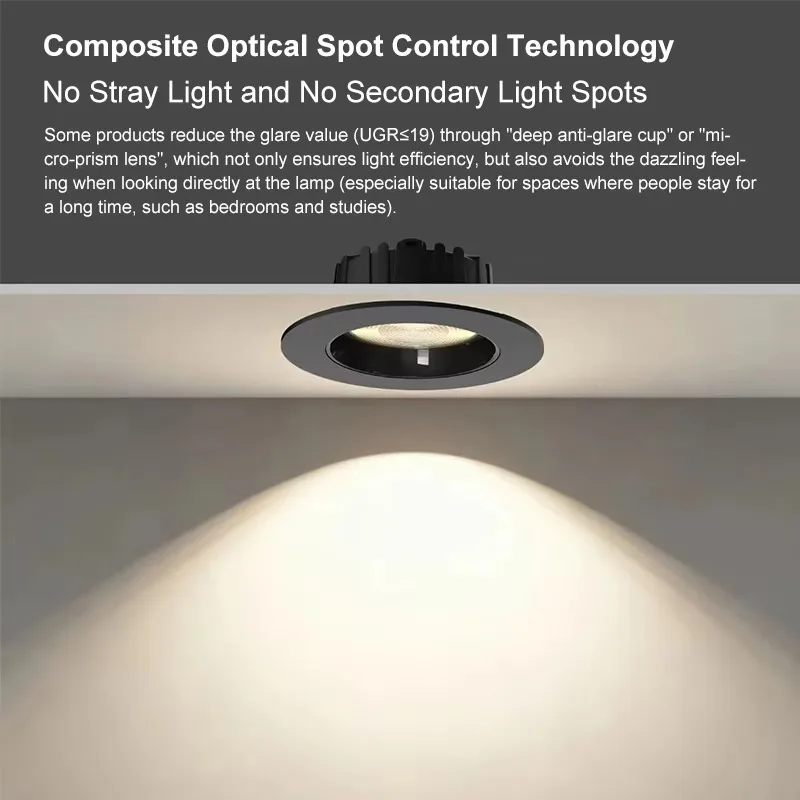 조광 가능한 CCT 변경 LED 매입형 다운라이트 10-40W DIP 스위치 벽 스위치 제어 LED 조명 (실내 가정 호텔용)