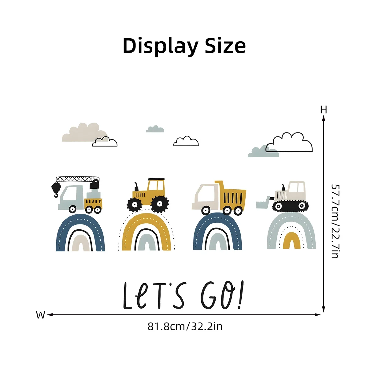 Cartoon Engineering Vehicle Truck Rainbow Wall Stickers Children's Room for Boy Bedroom Living Room Decor Nursery Decoration 1pc wall stickers