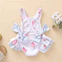 Baby Girls Swimwears Summer Bikini Set Sun Protection Kids Cute Floral Toddler Learn Swimming Suits One-Piece Sunbeach Swimsuits 3