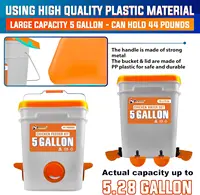 5-Gallon/44 Pounds Automatic Chicken Feeder & Waterer Set(2 Buckets), Chicken Feeder Port & Water Cup No Waste, Rain Proof 2