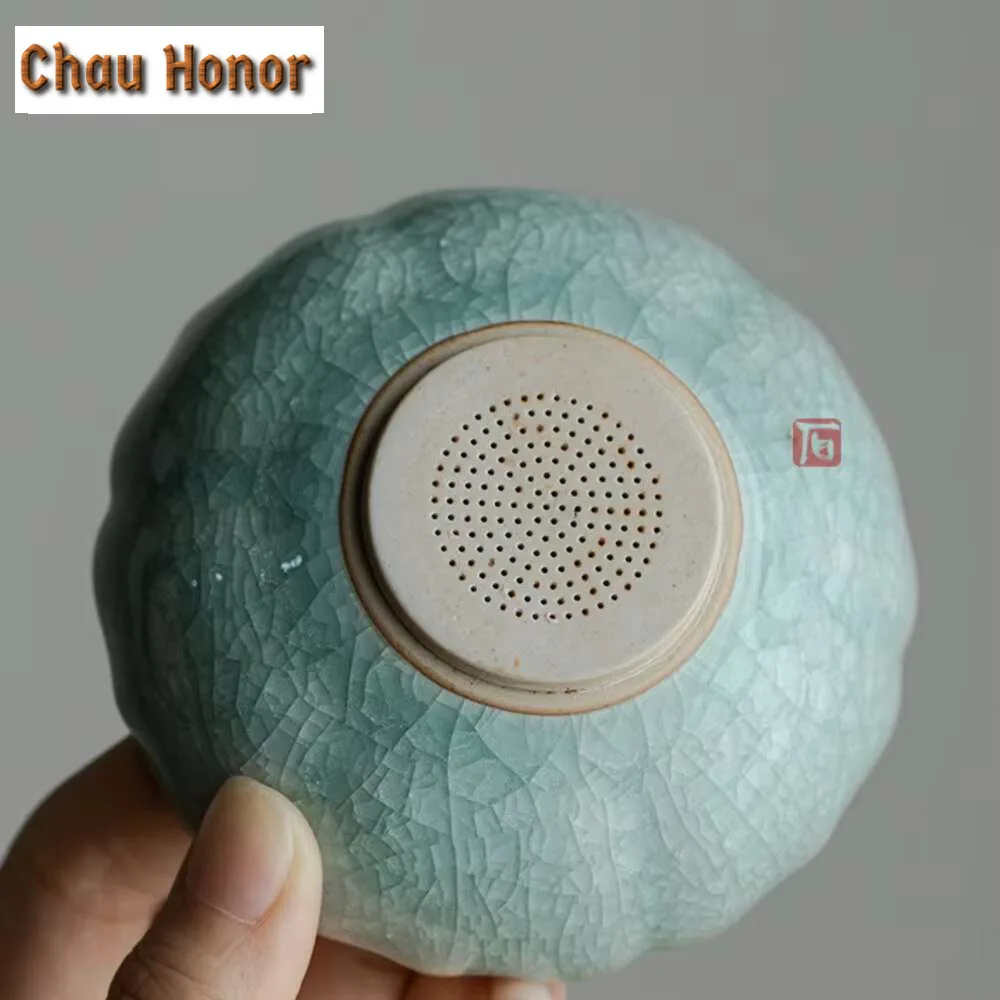 Handmade Ru Kiln Opening Ice Flower Glaze Tea Separator Infusor Aesthetic Tea Strainer Tea Making Tea Filter Tea Ceremony Gift