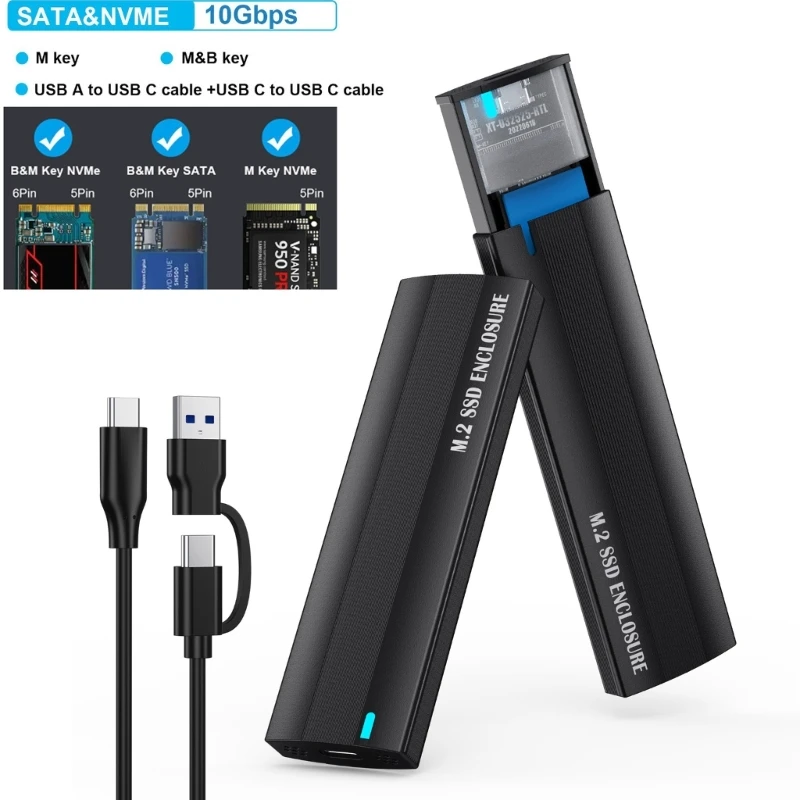 M.2 NVMe SSD Enclosure High Speed Aluminum USB3.1 to M.2 SSD External Box