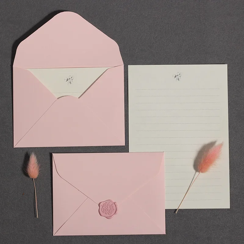 5pcs/set Solid Pink Paper Envelopes Letter Pads Cover Kawaii Invitations Card Postcards Cover Korean Stationery Office Supplies kraft paper envelopes window envelopes mailing envelopes mini envelopes