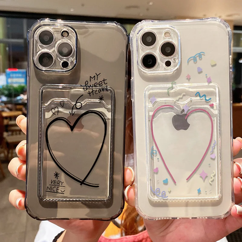 Card Holder Clear Phone Case For iPhone 15 Pro Max Case iPhone 17