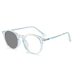 Ultra - Light Anti - Blue Retro Round Reading Glasses - 1.5 (Transparent blue)
