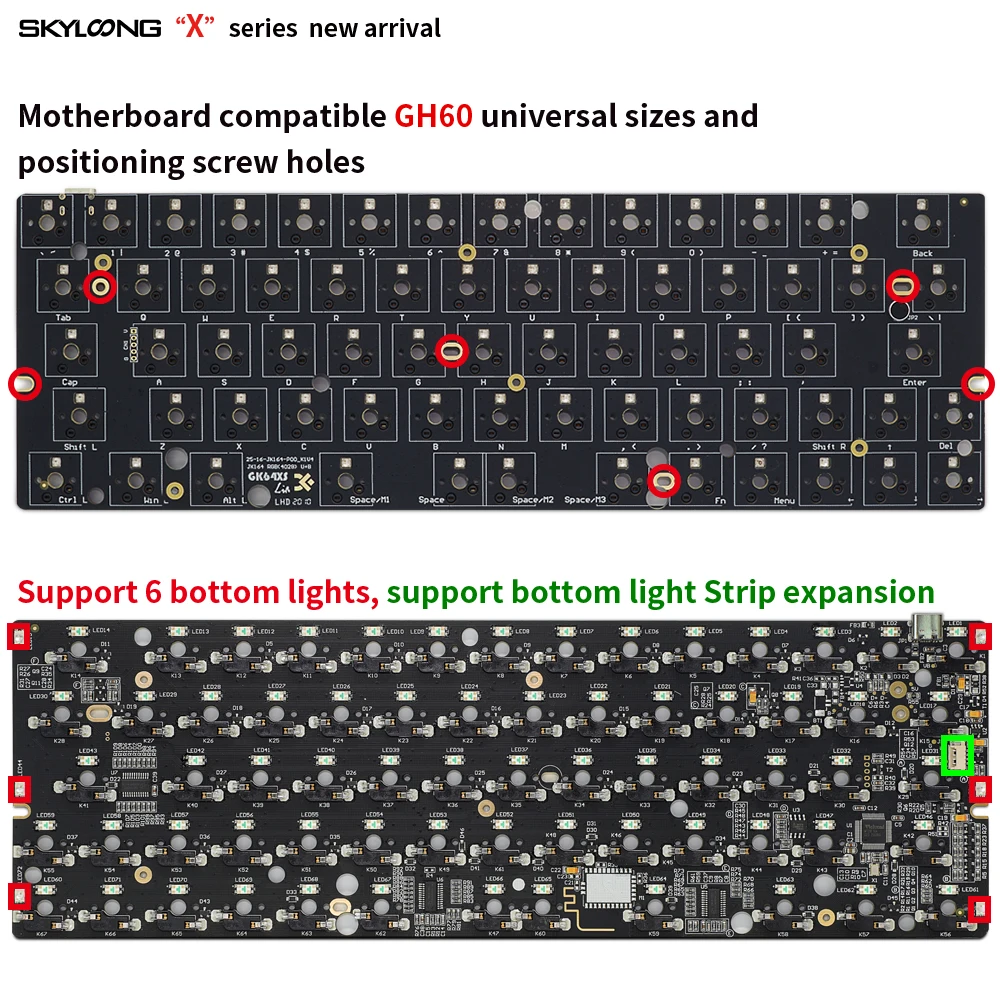 Rgb Hot Swap Programável Wired Teclado Bluetooth Pcb Gk61x Gk61xs