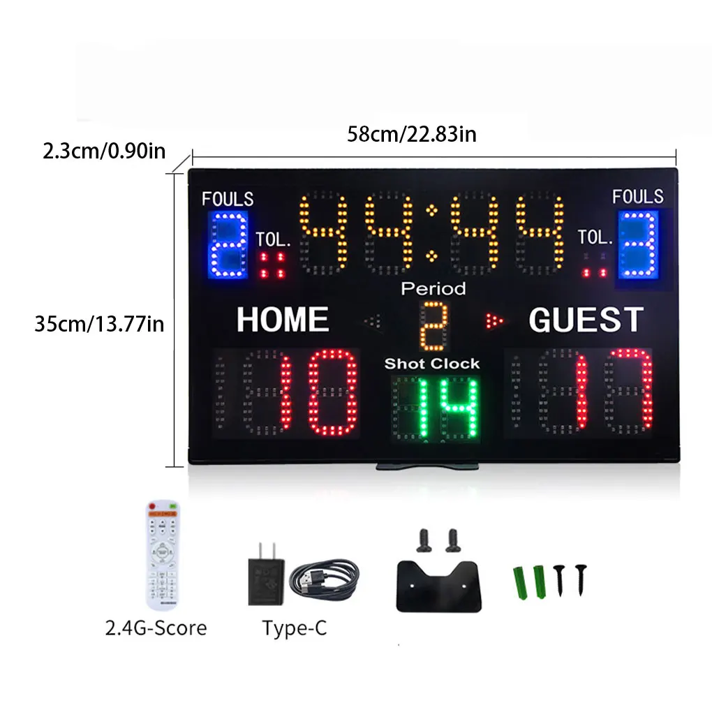 Digital Scoreboard Wall Hanging PortableRemote Electronic Scoreboard for Volleyball Outdoor Tennis Boxing Basketball