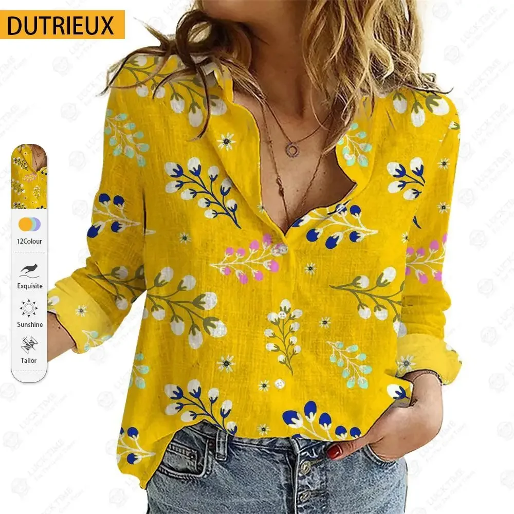 

Casual Work Wear Blouses Summer Printed Long Sleeve Loose Woman Shirts STANDARD Unisex Slight Strech Regular MIDDLE AGE Full