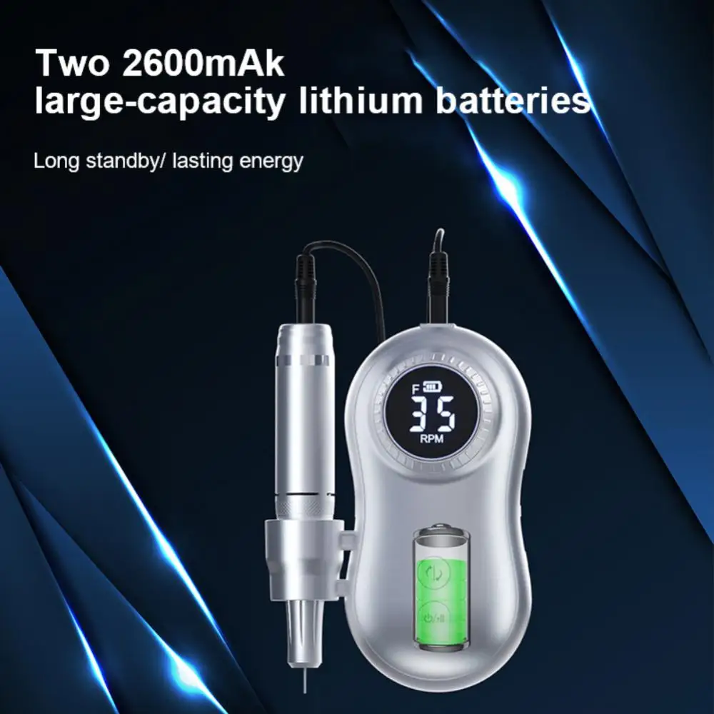 전문 네일 드릴 머신, 35000RPM 속도, 충전식 매니큐어 페디큐어 도구, LCD 디스플레이 네일 파일, 광택제 손톱용
