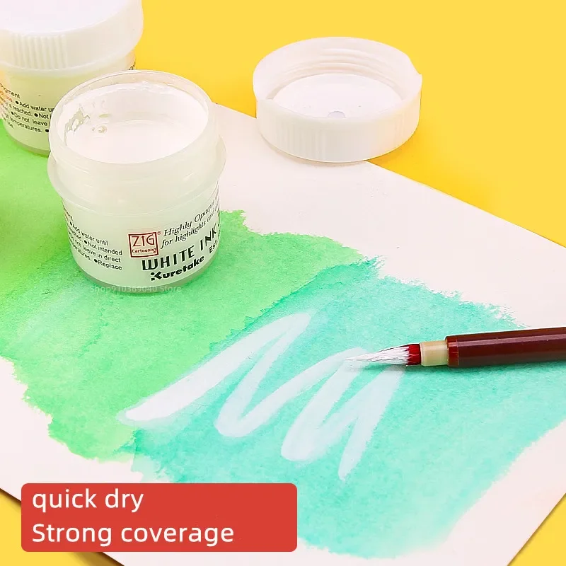 Japan Kuretake White High-gloss Watercolor Ink 30ML Opaque Waterproof Hand-painted Comic Special Pigment Art Painting Supplies watercolor pigment