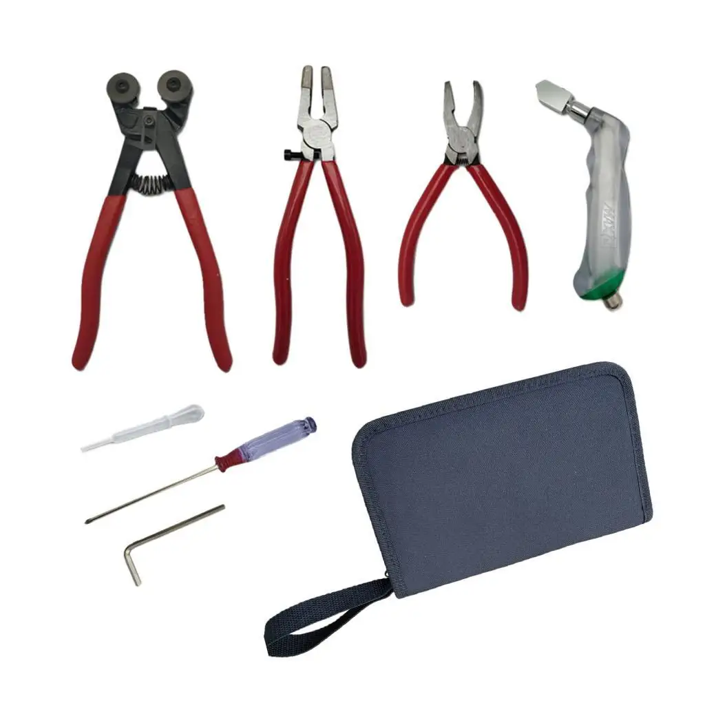 Glass Cutting Tool Set Glass Running Pliers Breaking Pliers Oil Dropper Storage Bag for Mosaic Tiles Mirrors Stained Glass 3