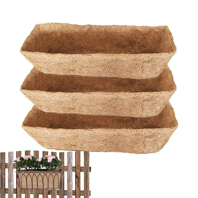 

3pcs Natural Coco Fibber Liner Box Coconut Planter Liners Wall Planter Replaceable Storage Garden Flower Vegetables Planting Pot