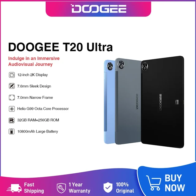 DOOGEE T20 Ultra Tablet 7.6mm 12 2K Display Helio G99 Octa Core 12GB+256GB  10800mAh 16MP Main Camera Android 13