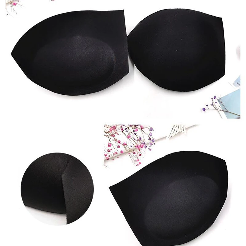 Fashion 3 Pairs Bra Pads Inserts Sew In Sport Bra Cups For Bikini Top Black