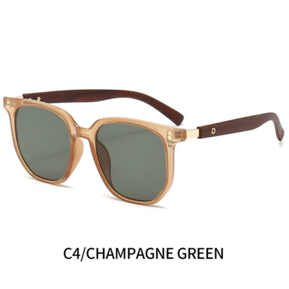 Nuevas gafas de sol marrones, caja de pierna de imitación de madera para mujer, gafas TR de cara redonda, gafas de sol de moda_voghion.com