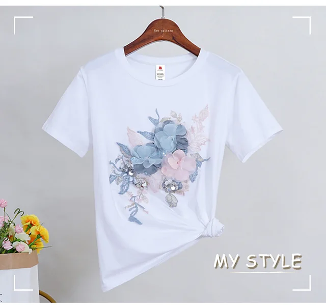 新品タグ付き tyn.TGOR Flower embroidery shirt Japanese_Embroidered_Tee-