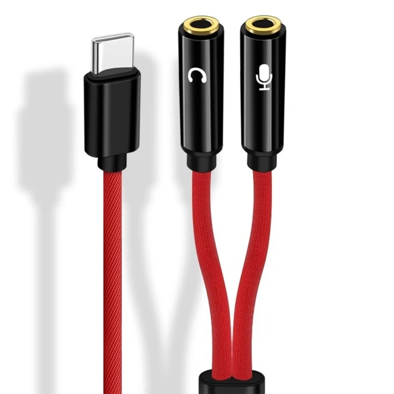 USB-C to Dual 3.5mm Audio Splitter Adapter for Headphones and Microphones