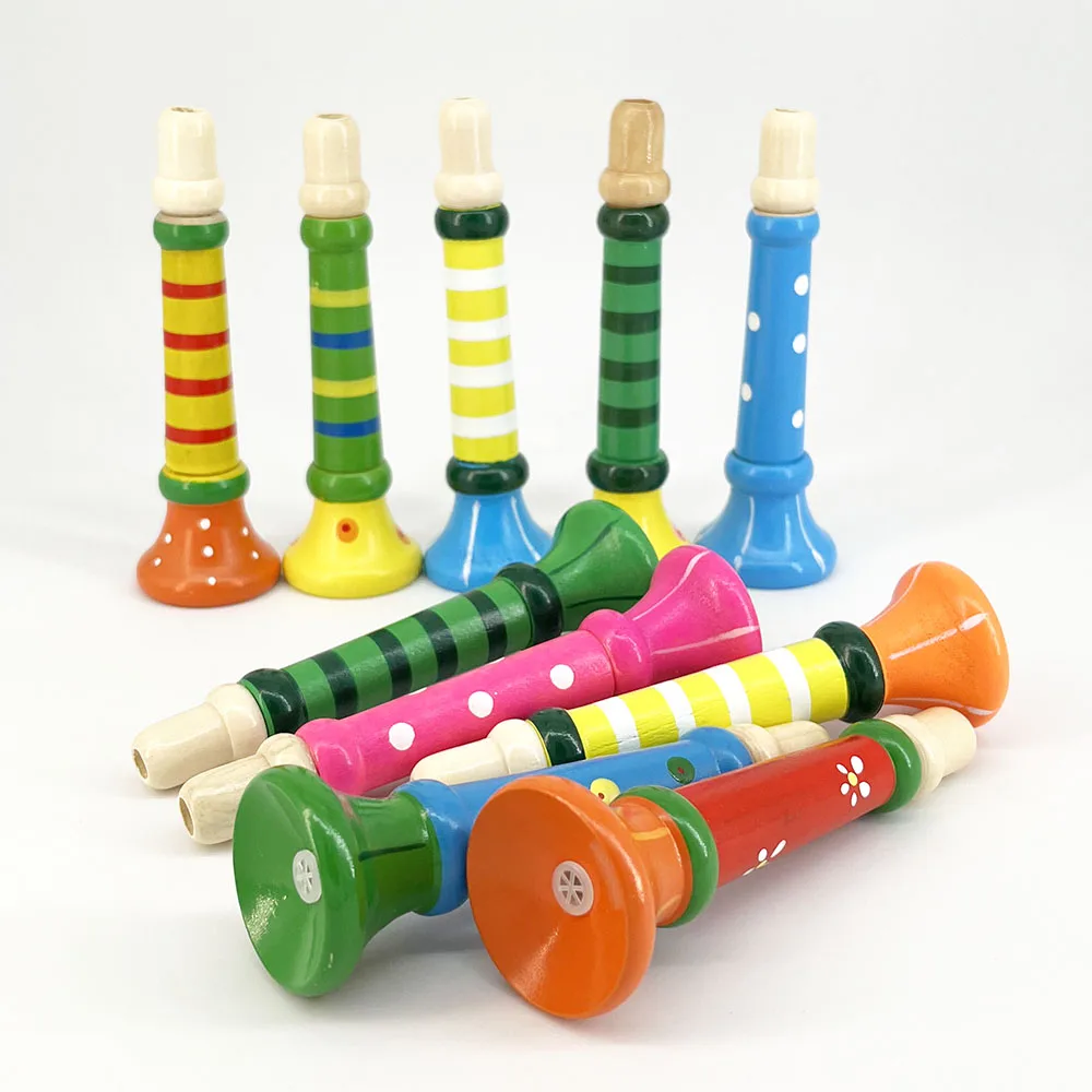 3 piezas de instrumentos musicales de madera juguetes pequeños Buglet  silbato vertical de madera pequeños altavoces trompeta juguete niños  juguete