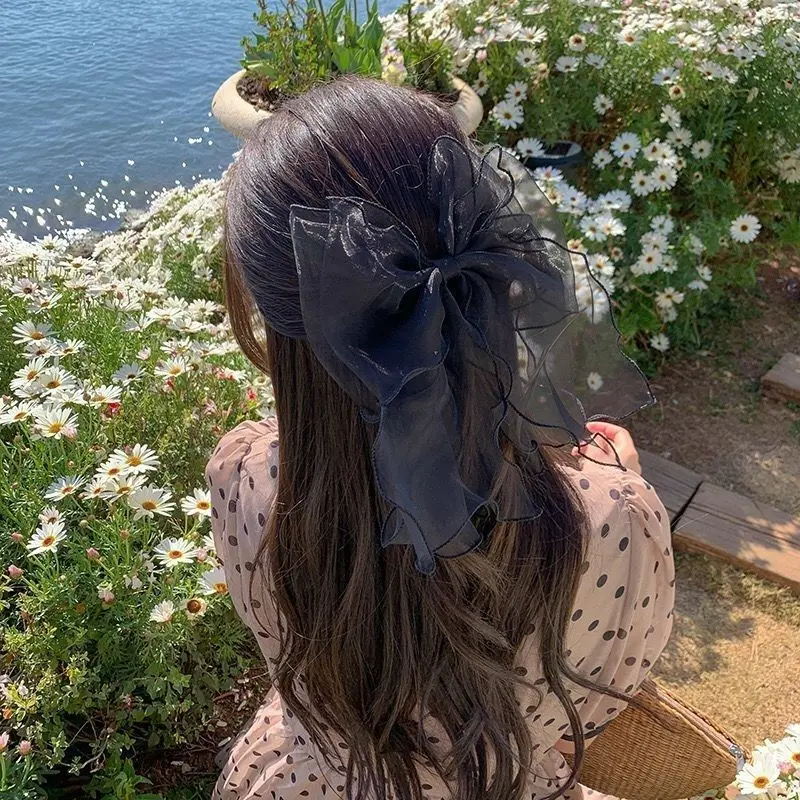 

Hair Hair Accessories Fairy Lace Mesh Bow Top Clip Spring Clip Hair Clip Headdress Wedding Bride Headdress Photo Decoration
