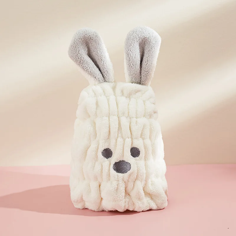 Shower cap kids wipe hair towel wrap hair towel dry hat cute cartoon bunny strong absorbent quick-drying hat