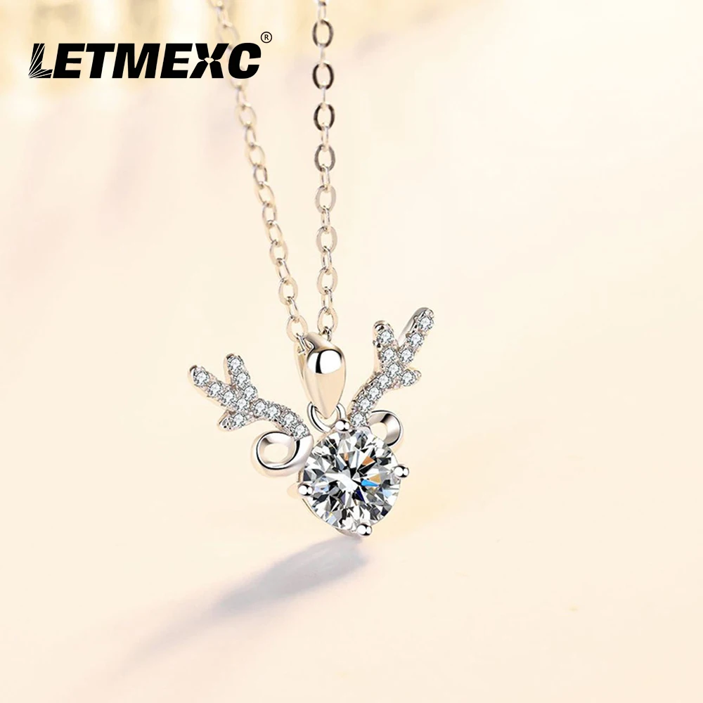 

LETMEXC Elk Moissanite 1ct Diamond Women's Pendant Necklace 925 Sterling Silver Fashion Shiny
