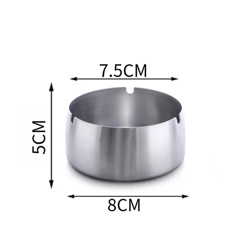 Silver Stainless Steel Ashtray for Cigarettes, Round Windproof Ash Tray, Smoking Accessories, Personalized Logo for Promotion images - 6