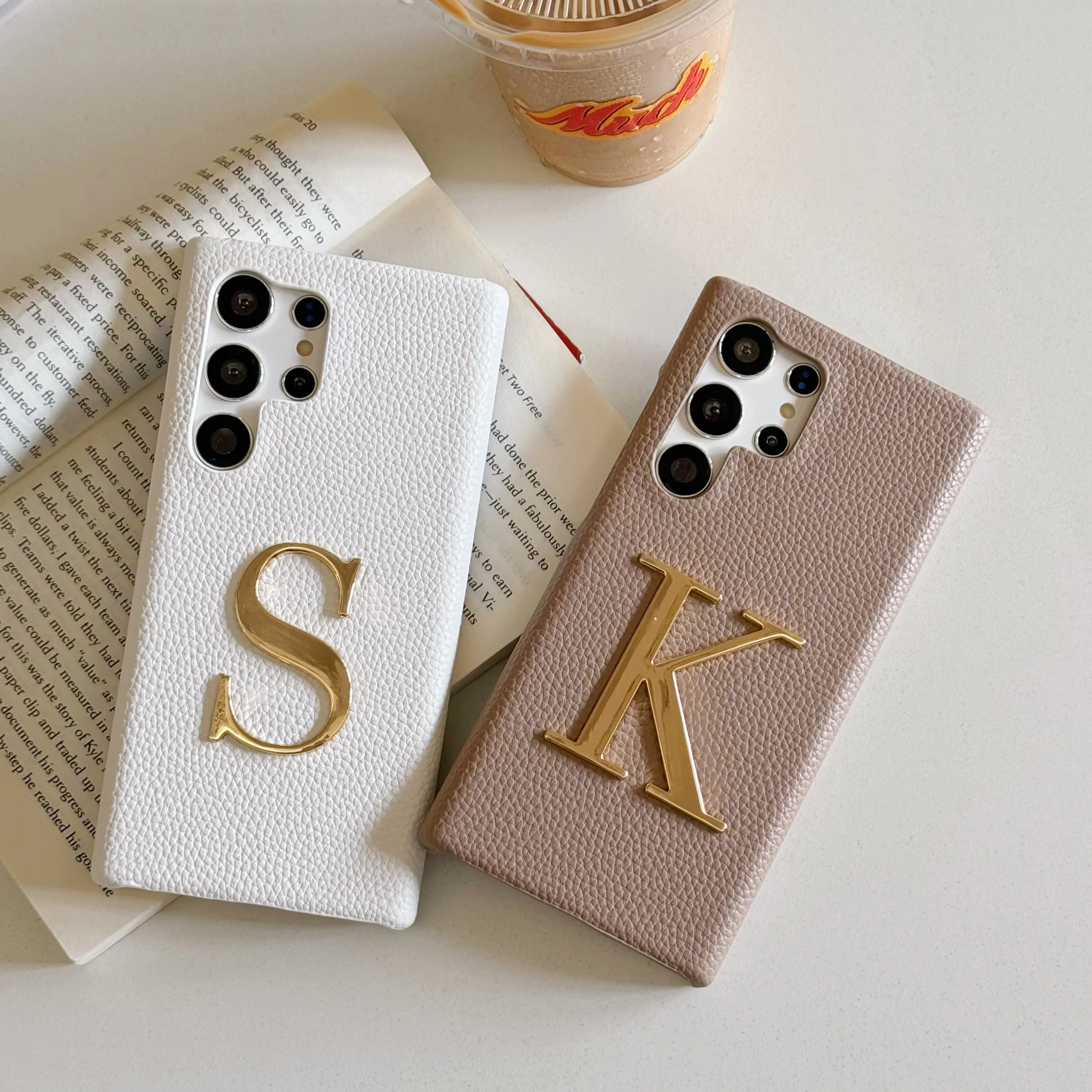 

Персонализированный кожаный чехол для телефона Samsung с именной надписью на заказ, Оригинальный чехол для S24, S23, S22U, S20Plus, новинка