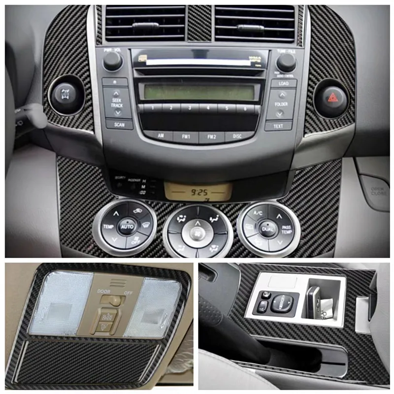 Carbon Fiber Car Interior Decoration Cover Trim Decal Stickers For Toyota RAV4 2006-2013 Dashboard Panel Car Inner Accessories