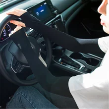  2 Pcs Arm Sleeves Ice Silk Sunscreen Sleeves Long Gloves Sun UV Protection Hand Protector Cover Outdoor Arm Warmer Half Finger 